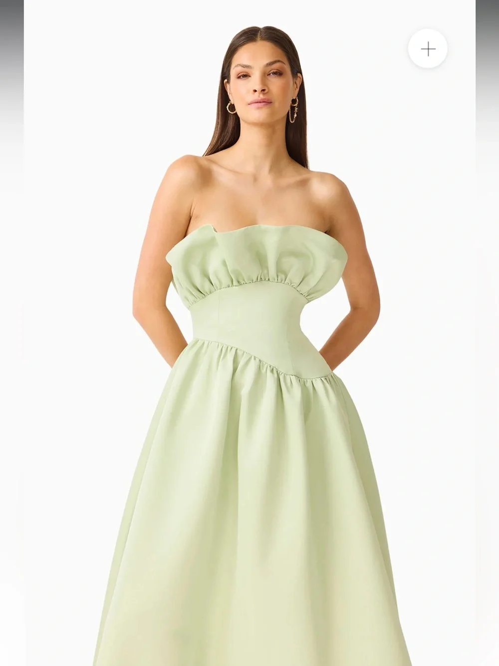 elliatt laurel green satin ruffle bust boned strapless maxi gown dress XL NEW - Picture 7 of 15